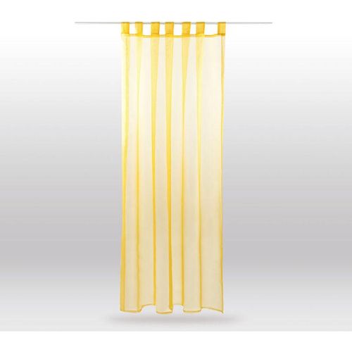 4035179148655 - Gardine mit Schlaufen Transparent Voile 140 x 245cm ( Breite x Länge ) in gelb - lemongelb Schlaufenschal in vielen weiteren Farben und Größen