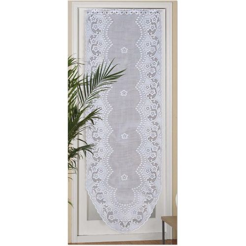 4059222060909 - Türpanneaux 180x60cm Mona ( Blumen gemustert ) Stangendurchzug ( inkl Vitragestange ohne Bohren ) Voile Kurzgardine Stickerei - Bistrogardine