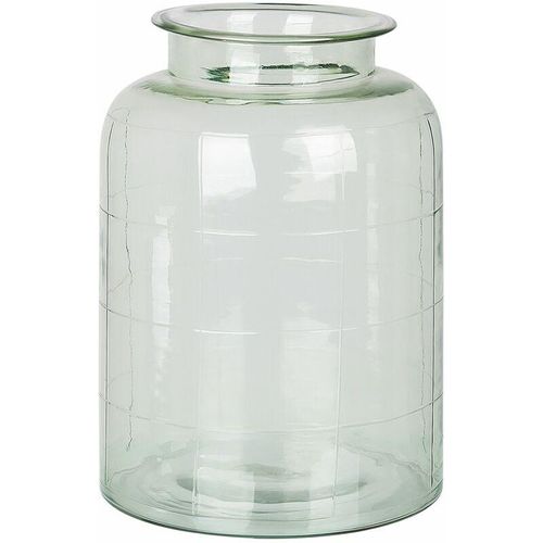 4251682286701 - Beliani - Blumenvase Grün Glas 35 cm Groß mit Breiter Öffnung Getönt Handgefertigt Zylinderform Deko Accessoires Wohnzimmer Schlafzimmer Flur Kamin