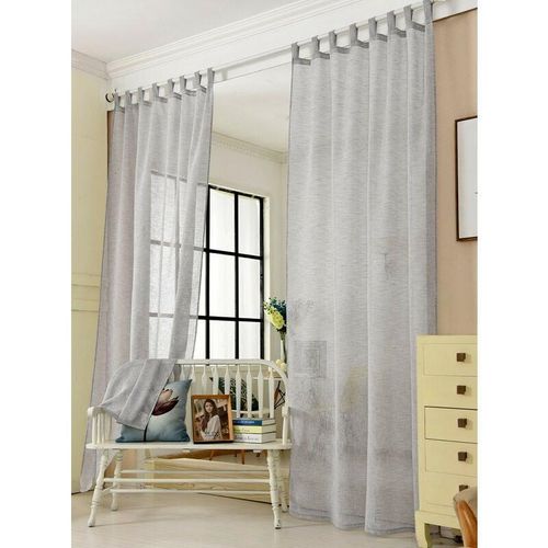 4250367166338 - Gardinen transparent mit Schlaufen Leinen Optik Schlaufenschal Leinenvorhang im Landhausstil Stores Voile Fensterschal für Wohnzimmer Kinderzimmer