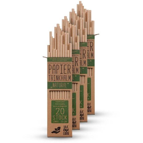 4059222061203 - Trinkhalme Papier (80 Stück) 100% biologisch abbaubar - Natur Nachhaltige Papierstrohhalme 100% Kraftpapier - robust stabil und Umweltfreundlich