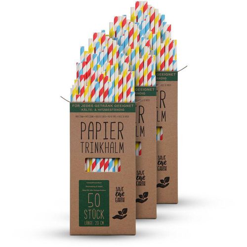 4059222061159 - Trinkhalme Papier (150 Stück) 100% biologisch abbaubar - Bunte Nachhaltige Papierstrohhalme 100% Kraftpapier - robust stabil und Umweltfreundlich