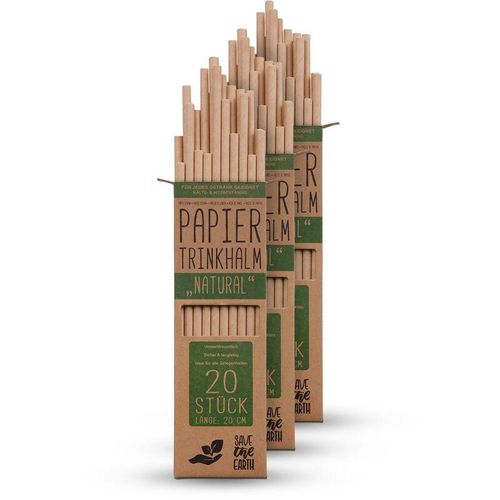 4059222061197 - Trinkhalme Papier (60 Stück) 100% biologisch abbaubar - Natur Nachhaltige Papierstrohhalme 100% Kraftpapier - robust stabil und Umweltfreundlich