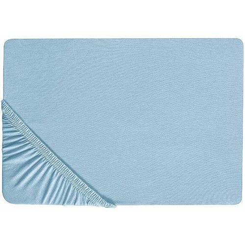 4251682272049 - Beliani - Spannbettlaken Hellblau Baumwolle mit Gummizug 140 x 200 cm Betttuch für Klassische Hohe Matratze Atmungsaktiv Schlafzimmer Kinderzimmer