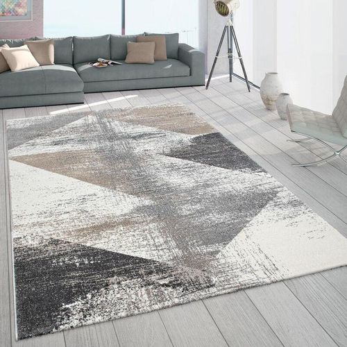 4061981124426 - Teppich Wohnzimmer Kurzflor Vintage Design Abstraktes Muster Pastell Grau Beige 60x100 cm - Paco Home