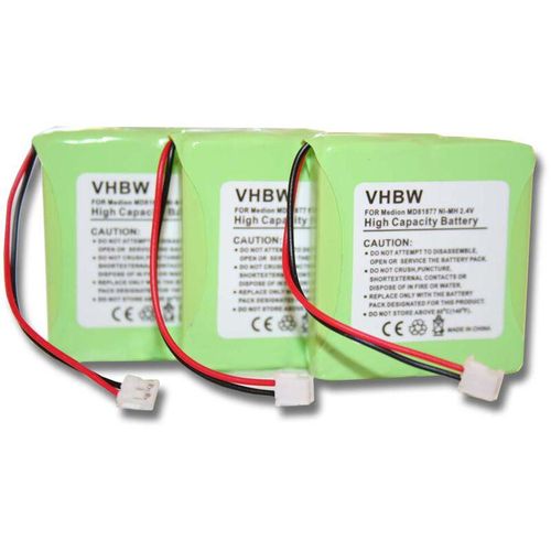 4251215360038 - Vhbw - 3x NiMH Akku 600mAh (24V) kompatibel mit schnurlos Festnetz Telefon bt Verve 410 twin 450 450 black 450 quad Ersatz für 5M702BMX GP0827