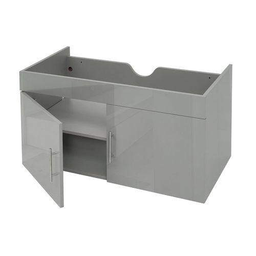 4057651395166 - Waschbeckenunterschrank MCW-D16 Waschtischunterschrank Waschtisch Unterschrank Badmöbel hochglanz 90cm ~ grau