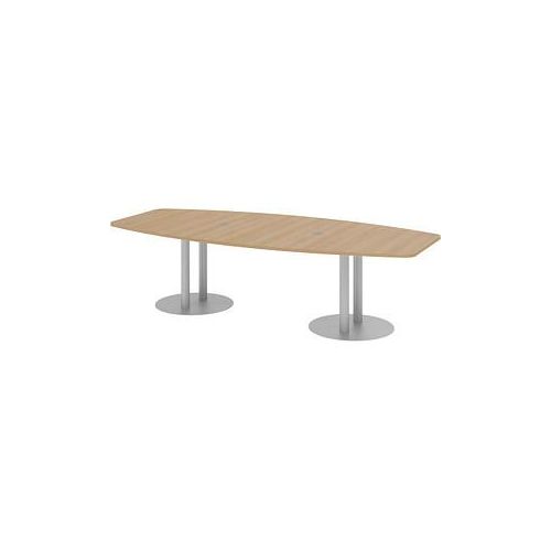 4032062157510 - HAMMERBACHER Konferenztisch KT28S eiche Tonnenform Rundrohr silber 2800 x 850 - 1300 x 740 cm