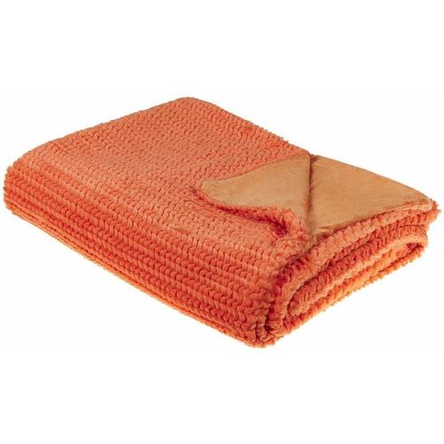 4255664804518 - Kuscheldecke Orange Polyester 150 x 200 cm Modern Skandinavisch Schlafzimmer Wohnzimmer Accessoire Deko Überwurf Wohndecke Sofadecke Tagesdecke