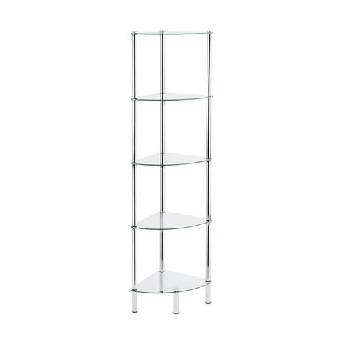 4251041644128 - Floordirekt - Glas-Eckregal Diana 5 Ebenen 30 x 30 x 134 cm - Silber 4251041644128 - Floordirekt - Glas-Eckregal Diana 5 Ebenen 30 x 30 x 134 cm - Silber