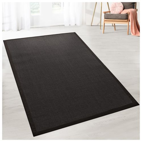 4251041682434 - Floordirekt - Sisal-Teppich Amazonas Schwarz Mit Bordüre 200 x 290 cm - Schwarz