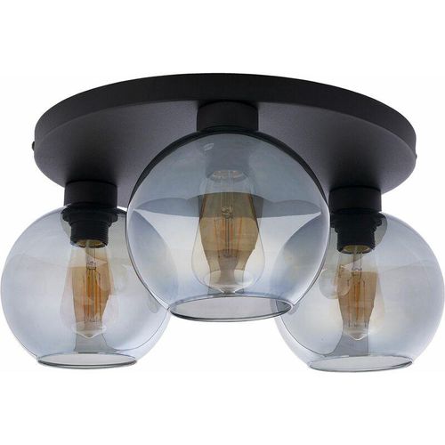 4251756314583 - Deckenlampe Glas in Graphit 3xE27 Leuchte KALETE - Schwarz Graphit