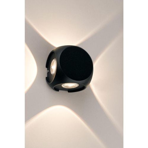 4251756330446 - Licht-erlebnisse - led Wandlampe IP54 Schwarz 4-flmg Leuchte alessio - Schwarz