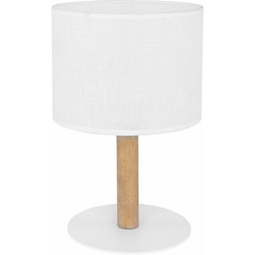 4251756314958 - Licht-erlebnisse - Nachttischlampe Stoff Holz wohnlich Bett Tischleuchte - Weiß gebürstetes Holz