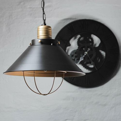 4251254261327 - Licht-erlebnisse - Vintage Hängelampe Schwarz Kupfer Industrial Design - Schwarz Kupfer