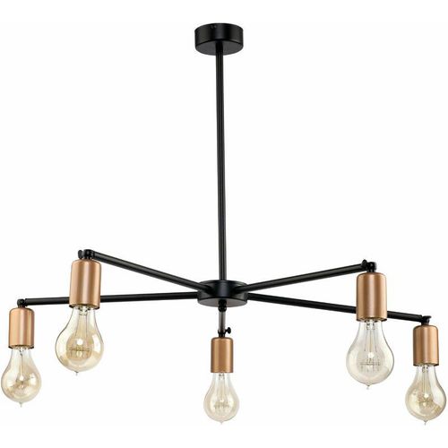 4251334750482 - Licht-erlebnisse - Industrie Deckenleuchte Wohnzimmer 5xE27 Ø70cm sticks - Schwarz Kupfer