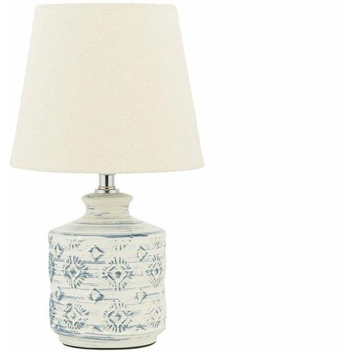 4260624111230 - Beliani - Tischlampe Beige Keramik 35 cm Stoffschirm Lampenfuß mit Muster Vasenform Kabel mit Schalter Retro-Stil - Beige