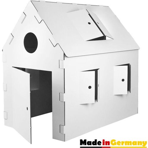 4059419143637 - Kinder Spielhaus Pappe Bastelkarton Haus Papphaus Karton Papier Kartonhaus Bastelkarton Papierhaus Playhouse Kinderhaus Indoor zum Anmalen Bemalen