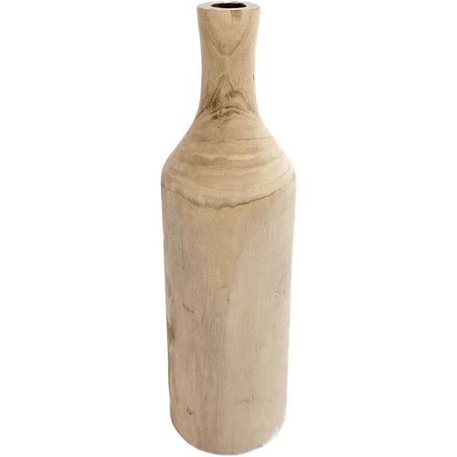 4260700654842 - Design Holz Blumen Vase groß - natur   46 cm - Holzvase XXL Flasche naturbelassen - Tischdeko Fensterdeko für Kunstpflanzen und Pampasgras