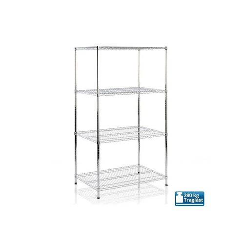 4251041643954 - Floordirekt - Metallregal Everest Verchromt 5 Böden 90 x 60 x 200 cm - Silber