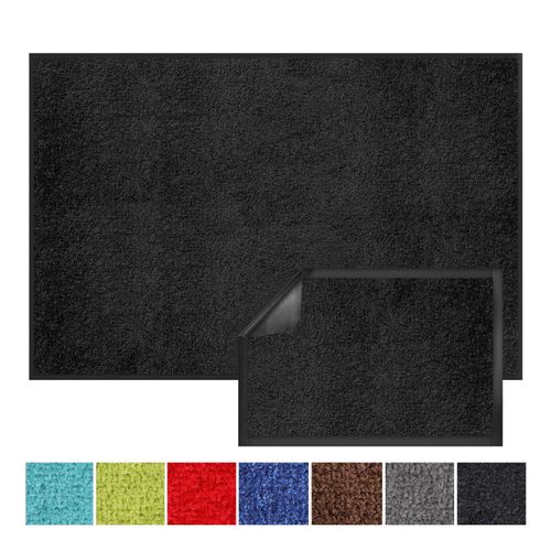 4064149803386 - Floordirekt - Schmutzfangmatte Monochrom Schwarz 90 x 120 cm - Schwarz