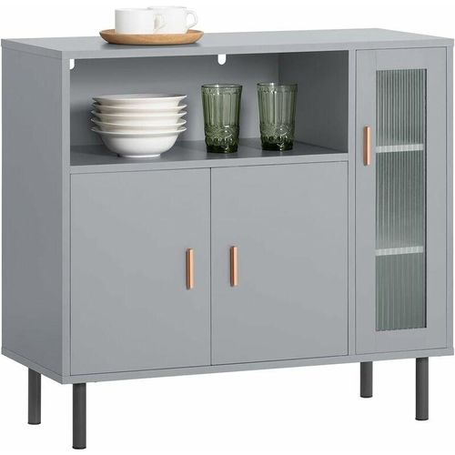 4251388621622 - SoBuy FSB82-HG Küchenschrank Mikrowellenschrank Sideboard mit Türen Kommode Schrank Flurschrank Buffet Aufbewahrungsschrank hellgrau BHT ca