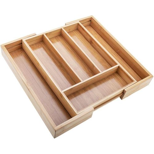 8434185408665 - PrixPrime - Ausziehbares Besteck-Organizer-Tablett aus Bambus