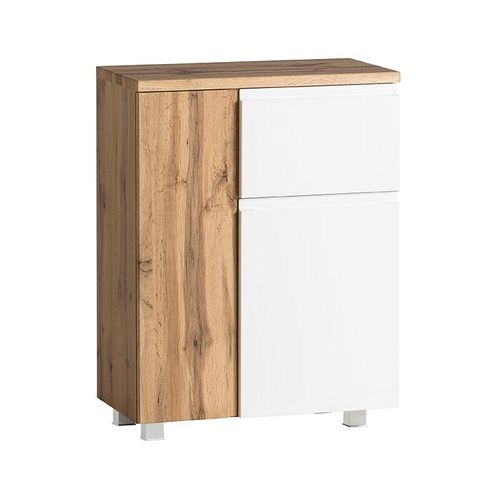 4066075084228 - Lomadox - Badezimmer Unterschrank 65cm in Wotan Eiche Nb mit weiß matt VASTO-03-WHITE b h t ca 40 79 35 cm - weiß