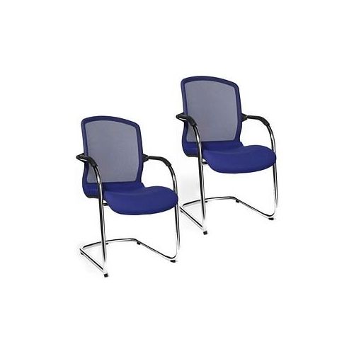 4014296075013 - OPEN CHAIR - der Design-Besucherstuhl Freischwinger mit Netzrücken VE 2 Stk royalblau