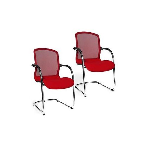 4014296074993 - OPEN CHAIR - der Design-Besucherstuhl Freischwinger mit Netzrücken VE 2 Stk rot