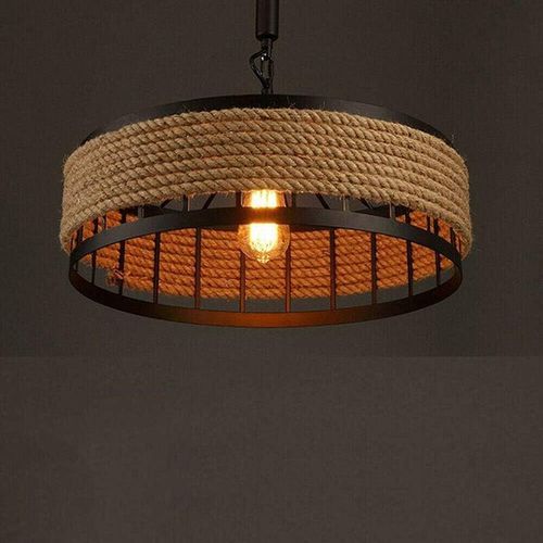 0738633565565 - Senderpick - Hanfseil Kronleuchter Rustikal Pendelleuchte Industrie Style Lampe Deckenleuchte