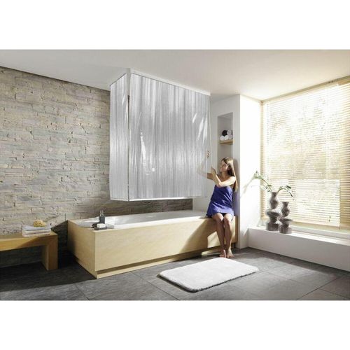 4004478171237 - Eckduschrollo 132 x 56 x 240 cm milky Duschvorhang Dusche Rollo - Kleine Wolke