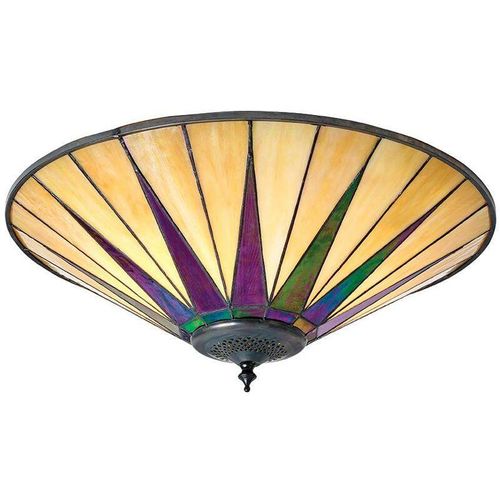 5016087901791 - Interiors 1900 - Interiors Dark Star - 2 Light Large Ceiling Flush Hell Dunkelbronze Bernstein Glas im Tiffany-Stil E27