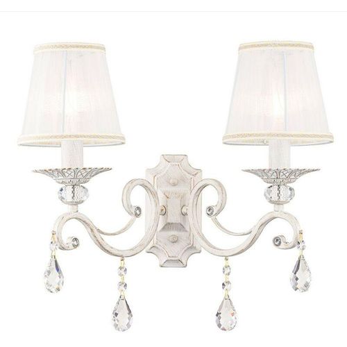 4260361981882 - - Grace Wandkerzenlampe Weiß mit Gold & Kristall 2 Lichter E14 4260361981882 - - Grace Wandkerzenlampe Weiß mit Gold & Kristall 2 Lichter E14