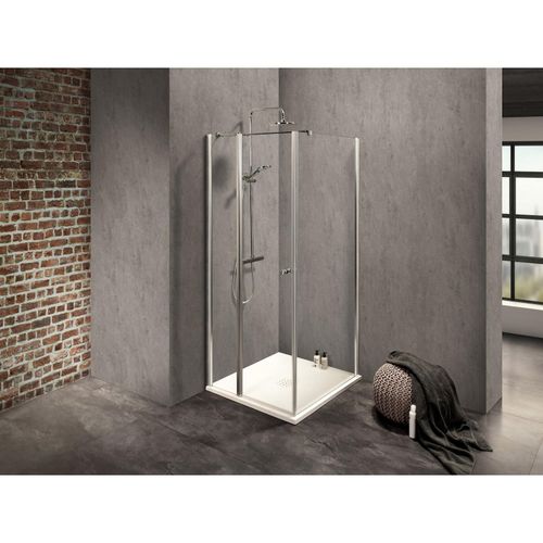 4063955007759 - Duschkabine  Duschabtrennung Vital 2 Drehtür an Festteil links + Duschwand rechts (Kombination) links 1075mm rechts 1200mm