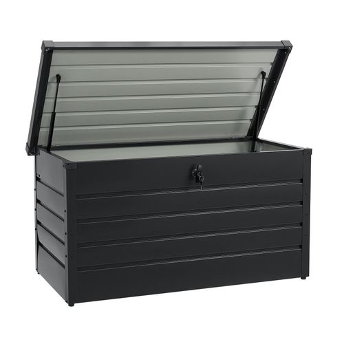 4260565529101 - Metall Aufbewahrungsbox Limani 380 Liter - Outdoor Box - wasserdicht abschließbar - Gartenbox Auflagenbox Kissenbox für Garten Anthrazit - Juskys