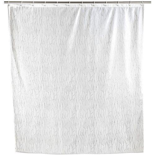 4008838401873 - Duschvorhang Deluxe Weiß mit glänzenden Applikationen Textil (Polyester) 180 x 200 cm waschbar Weiß Polyester weiß - weiß - Wenko