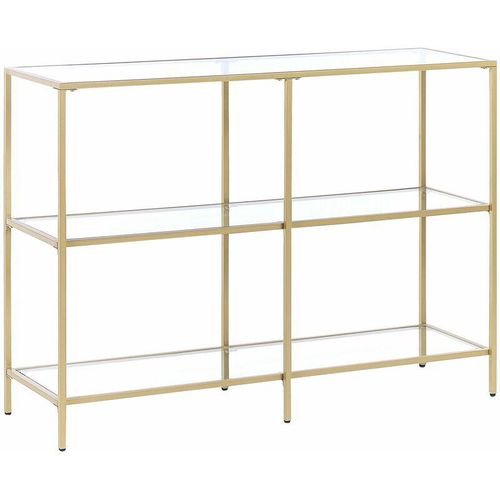 4251682281072 - Beliani - Konsolentisch Gold   Transparent Gehärtetes Glas Eisen 3 Fächer Rechteckig Wohnzimmer Flur Schlafzimmer im Glamour Stil