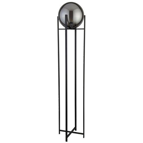 5053423154176 - Amsterdam - 1 Light Matt Black Stehleuchte Round Smokey Glass Shade - Searchlight