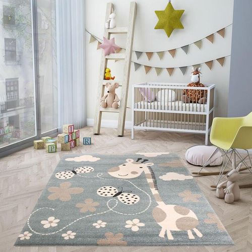 4251275407438 - Kinderteppiche Giraffe mit Schmetterling und Blumen Kinderteppich für Mädchen und Jungs Teppich für Kinderzimmer Blau Kinderzimmerteppiche 160x230 cm 4251275407438 - Kinderteppiche Giraffe mit Schmetterling und Blumen Kinderteppich für Mädchen und Jungs Teppich für Kinderzimmer Blau Kinderzimmerteppiche 160x230 cm