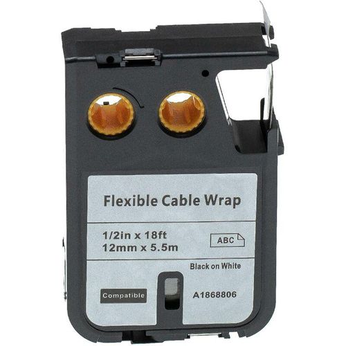 4065705249563 - Vhbw - Schriftband-Kassette Ersatz für Dymo 1868806 für Etiketten-Drucker 12mm Schwarz auf Weiß Flexible Cable Wrap