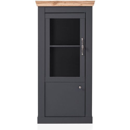 4066075084952 - Lomadox - Wohnzimmer Vitrinenschrank in anthrazit mit Wotan Eiche Nb CESENA-61 b h t ca 72 146 38 cm - anthrazit