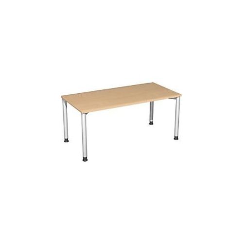 4038933002958 - Flex höhenverstellbarer Schreibtisch buche silber rechteckig 4-Fuß-Gestell silber 1600 x 800 cm