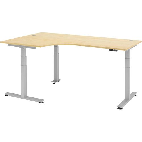 4032062147948 - Winkelschreibtisch ULM elektrisch höhenverstellbar 90° Winkel links T-Fuß B 2000 x T 1200 x H 625-1275 mm Ahorn weißalu + Memoryschalter 4032062147948 - Winkelschreibtisch ULM elektrisch höhenverstellbar 90° Winkel links T-Fuß B 2000 x T 1200 x H 625-1275 mm Ahorn weißalu + Memoryschalter