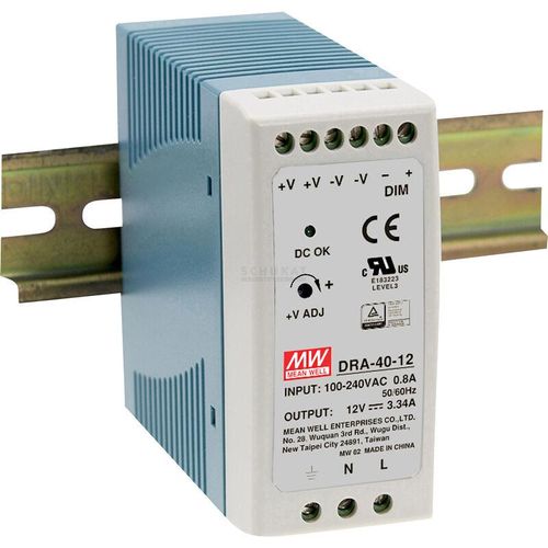 4021087038683 - DRA-40-24 Hutschienen-Netzteil (DIN-Rail) 24 v dc 17 a 408 w Anzahl Ausgänge1 x Inhal - Mean Well