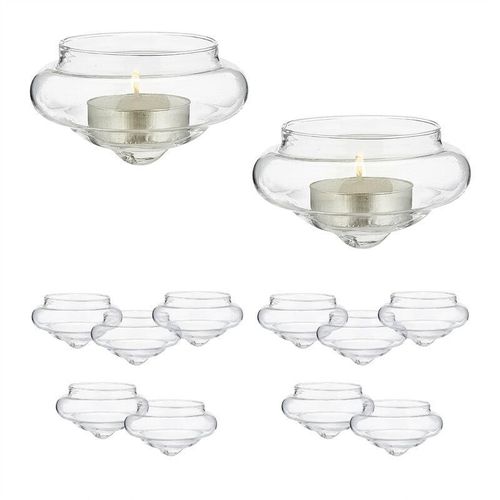 4052025458515 - Schwimmwindlicht 12er Set Teelichthalter Glas h x d 45 x 8 cm Schwimmschalen für Teelichter transparent - Relaxdays