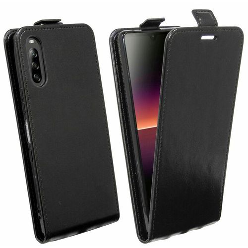 4251810803442 - cofi1453® Flip Case kompatibel mit Sony Xperia L4 Handy Tasche vertikal aufklappbar Schutzhülle Klapp Hülle Schwarz - Schwarz