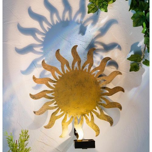 4262371532610 - Solar Wandleuchte Sonne im antik bronze Look - Ø 30 cm - LED Garten Deko Wand Beleuchtung