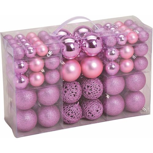 4260625743515 - Spetebo - Christbaumkugeln im 100er Set - 3 Farben wählbar - Material Kunststoff (rosa)