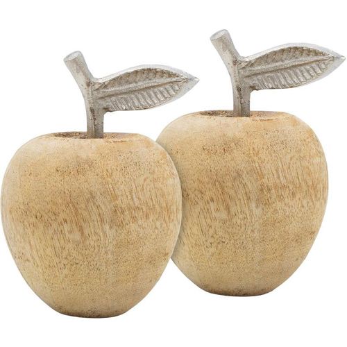 4260700659915 - Deko Früchte im Set Apfel - 15 cm - Figuren aus Mango Holz - Rustikaler Tisch Schmuck